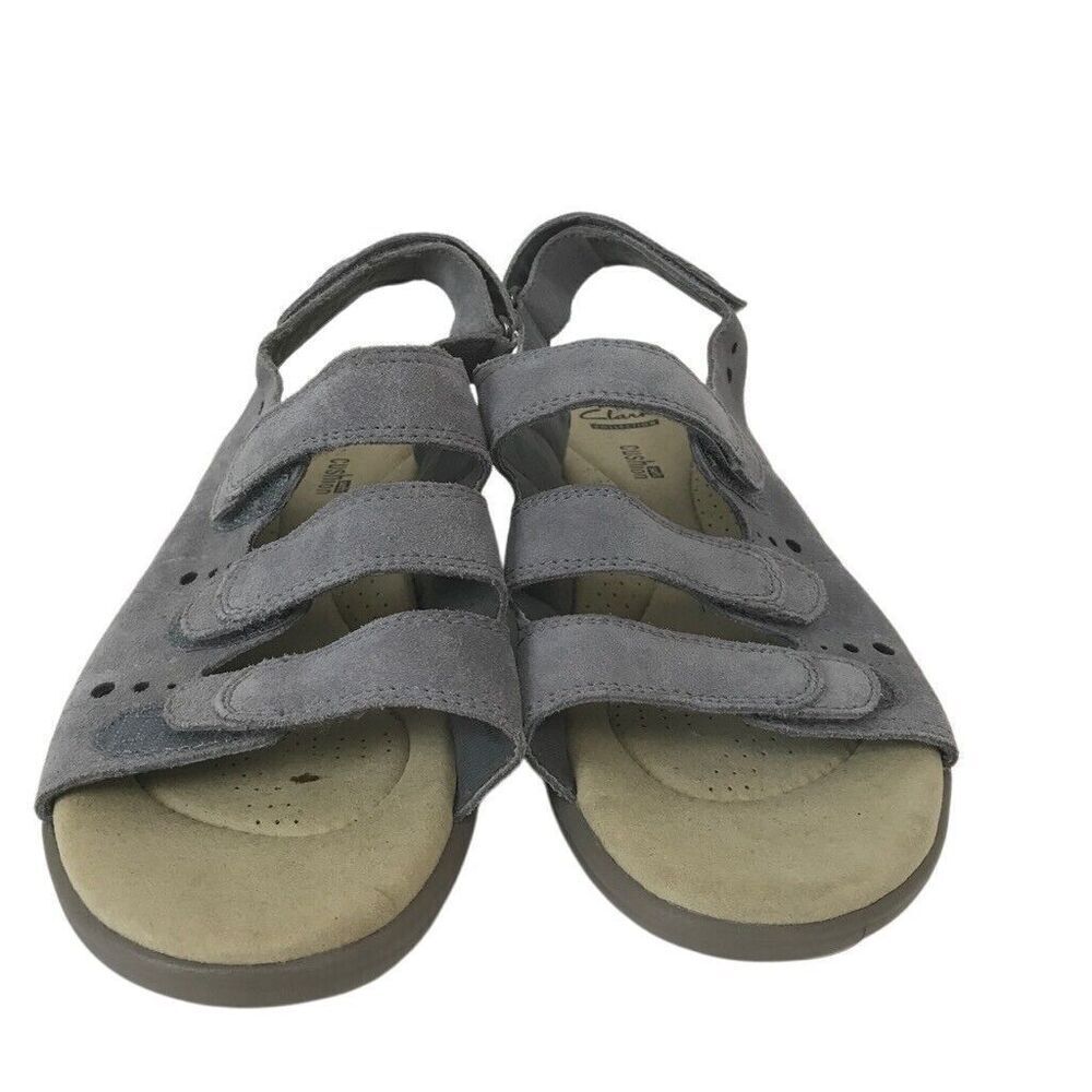 Clarks Soft Cushion Women's Size 8 Blue Suede Strappy Shoes Sandals Saylie New